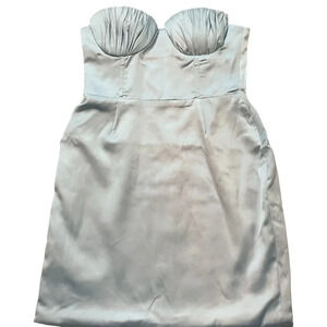 Naked Wardrobe Corset Mini Dress Womens Small Satin Soft Blue Mermaid Detail